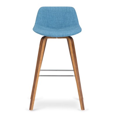Randolph Medium Blue Upholstered Counter Stool with Metal Frame