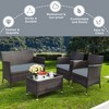 Tangkula 8PCS Patio Rattan Conversation Furniture Set Outdoor w/ Brown & Gray Cushion - 4 of 4