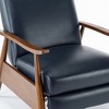 Faux Leather Wood Arm Push Back Recliner with Chestnut Wood Arms, Cushioned Headrest and 3-Position Mechanism - 3 of 4