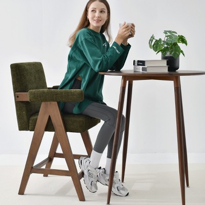 Morgan 25.5" Height Upholstered Seat and Back Counter Stools With Upside Down "V" shape design Solid Wood Legs-Maison Boucle