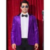 Lars Amadeus Men's Peak Lapel Disco Prom Wedding Party Tuxedo Sequin Blazer - 2 of 4