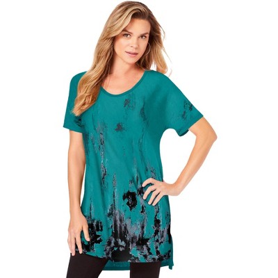 Roaman's Women's Plus Size Printed Textured Tunic