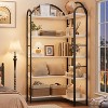 Corner Bookshelf, L Shaped Bookshelf Arched 5 Tier Corner Shelf with Metal Frame for Living Room Bedroom - 4 of 4