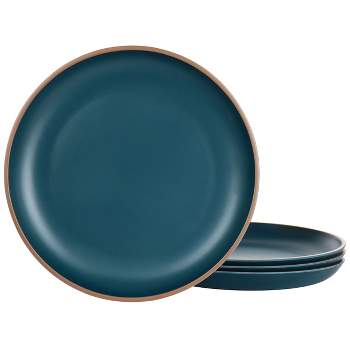 Gibson Home Rockabye 4 Piece Melamine Dinner Plate Set in Dark Teal