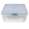 Hefty 40 qt. Clear Plastic Storage Bin with Blue Hi-Rise Lid, 6 Pack