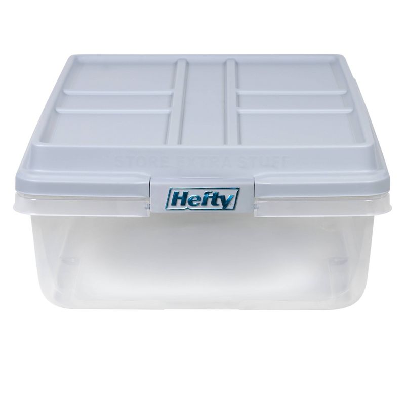 Hefty 40qt Clear Plastic Storage Bin with Gray HI-RISE Stackable Lid, 4 of 11