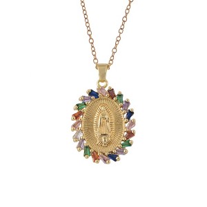 Anna-Kaci Gold Plated Crystal Rhinestone Mary Catholic Necklace Christian Jewelry for Women - 1 of 4