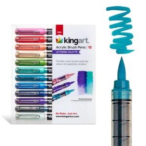 KINGART PRO Acrylic Paint Brush Pens 12 Lettering Colors - 1 of 4