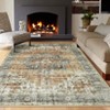 Vintage Distressed Floral Print Carpet Machine Washable Carpet Stain Resistant Easy Cleaning Indoor Carpet - 2 of 4