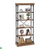Farmhouse 6-Tier Open Bookshelf - 74"H Wood & Metal Frame Storage for Living Room Rustic Brown - 2 of 4