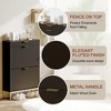 Modern Fluted Shoe Storage Cabinet with 2 Flip Drawers & Pull-Out Drawer & Hook, Wooden Slim Shoe Organizer with Metal Legs - 4 of 4