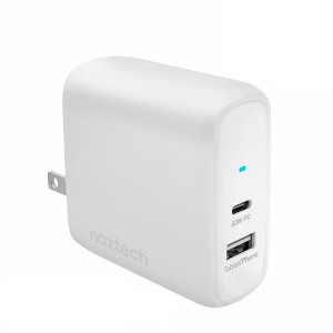 Naztech SpeedMax68 68W USB-C PD + USB GaN Laptop Wall Charger | White - 1 of 4