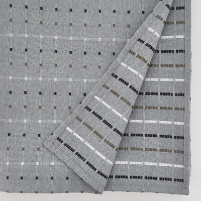 Gray Stitched Line Design Fabric Tablecloth