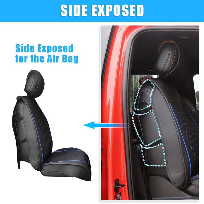 Unique Bargains Waterproof Faux Leather Car Front Seat Covers for Ford F-150 Crew Cab 2009-2023 2 Pcs, 4 of 7