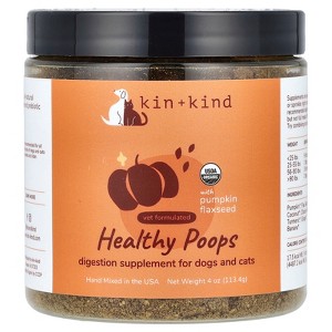 kin+kind Organic Pumpkin Powder for Dogs & Cats for Healthy Poop - Made in USA - Natural Cat/Dog Pumpkin Powder Formula w/Flax Seed, Ginger, Turmeric - 1 of 4