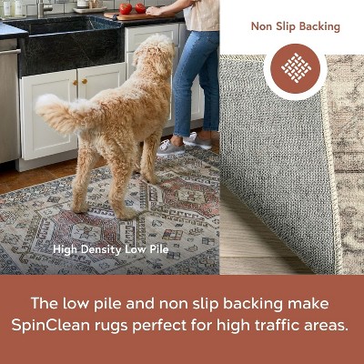 Gray Square Vintage Medallion Washable Area Rug