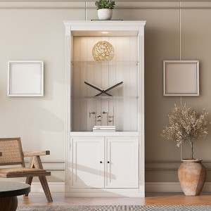 78" Tall Display Cabinet, Freestanding Bookshelf with Glass Shelves, Kitchen Pantry Cabinet, Versatile Display Storage Shelves for Office Living Room - 1 of 4