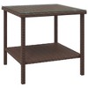 vidaXL Side Table Brown 17.7 in.x17.7 in.x17.7 in. Poly Rattan and Tempered Glass - image 2 of 4