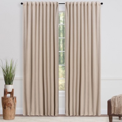 Beige Velvet Blackout Room Darkening Curtain Panels, 52" x 63"