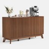 58" Modern Farmhouse Buffet Cabinet with Curved Doors & Adjustable Shelves - Wood Storage Sideboard for Dining Room, Coffee Bar Console, Living Room - 2 of 4