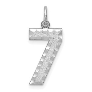 Black Bow Jewelry 14k White Gold, Varsity Collection, Large D/C Pendant, Number 7 - 1 of 4