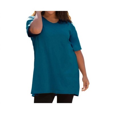 Women's Jersey Short Sleeve V-Neck Tunic - Plus - On The Plus Side
