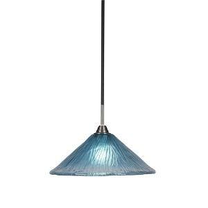 Toltec Lighting Paramount 1 - Light Pendant in  Matte Black/Brushed Nickel with 16" Teal Crystal Shade - 1 of 1