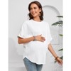 Women's Maternity Summer Shirts Casual Loose Fit Rib Short Sleeve Top Round Neck Long T-Shirt Blouses - 3 of 4