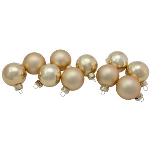 Northlight 10pc Shiny and Matte Glass Ball Christmas Ornament Set 1.75" - Champagne Gold - 1 of 4