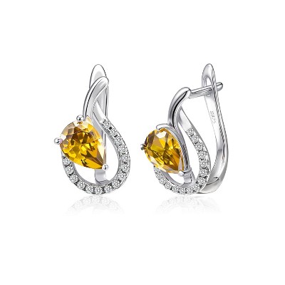 Molenia Teardrop Birthstone Dangle Earrings for Women, 929 Sterling Silver Drop Earrings Latch Back Hypoallergenic Jewelry for Her Wife Mom