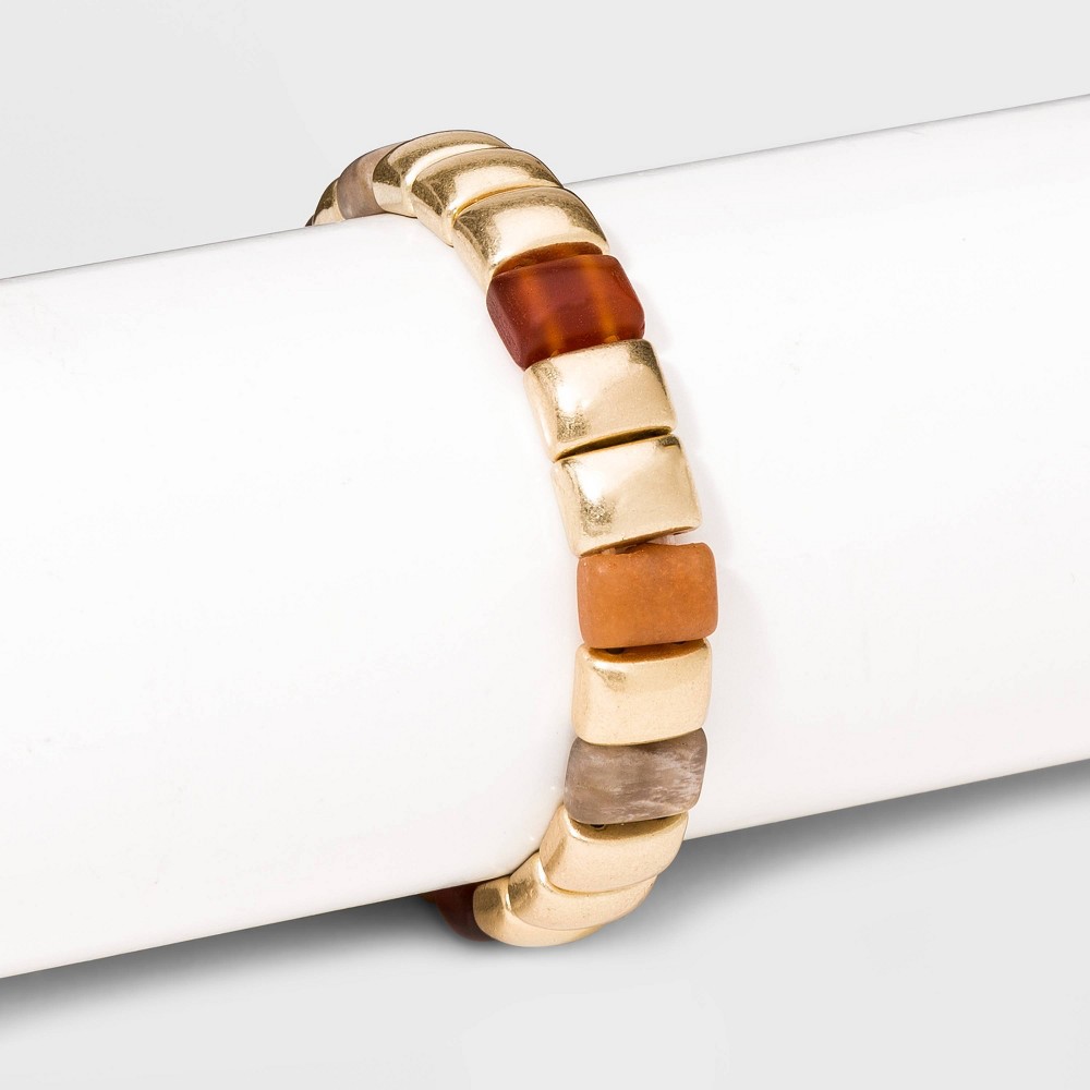 Semi-Precious Stones Peach Moonstone Red Aventurine Matte Carnelian Single Strand Stretch Bracelet - Universal Thread Red, Women's was $12.99 now $9.09 (30.0% off)