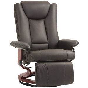 Aghana Digitals Brown PU Leather 360° Swivel Recliner Chair with 135° Recline, Footrest & Padded - 1 of 4