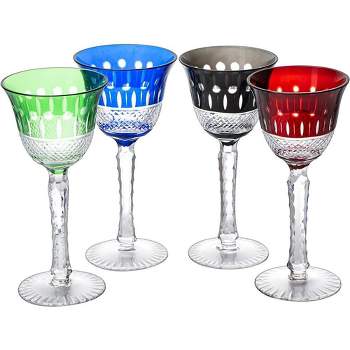 The Wine Savant Venetian Italian Colored Wine Glasses, Beautiful Colored Design & Perfect for All Celebrations - 4 pk
