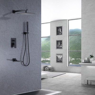 Matte Black Stainless Steel Rain Shower Faucet Set
