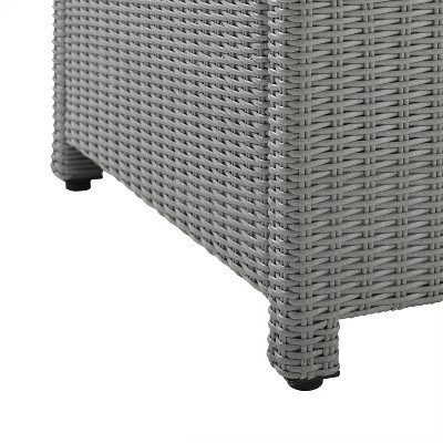 Bradenton 32" Square Gray Tempered Glass Top Outdoor Wicker Coffee Table