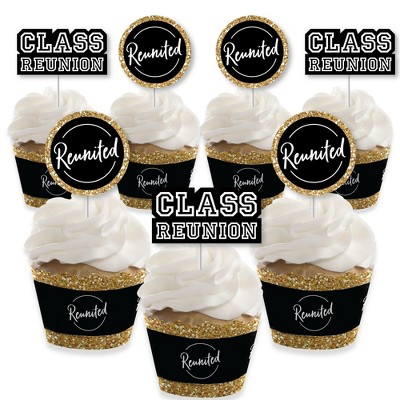 Big Dot of Happiness Reunited - Cupcake Decoration - School Class Reunion Party Cupcake Wrappers and Treat Picks Kit - Set of 24