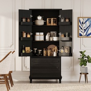 Freestanding Storage Cabinet Kitchen Pantry Cabinet Cupboard with Full-extension Drawers, Soft-close Doors, Adjustable Shelf, Door Racks - ModernLuxe - 1 of 4
