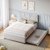 GAOMON Upholstered Platform Bed Frame, Pull Out Bed with Headboard, Wood Slat Support, for Bedroom, Living Room, Guest Room - 3 of 4