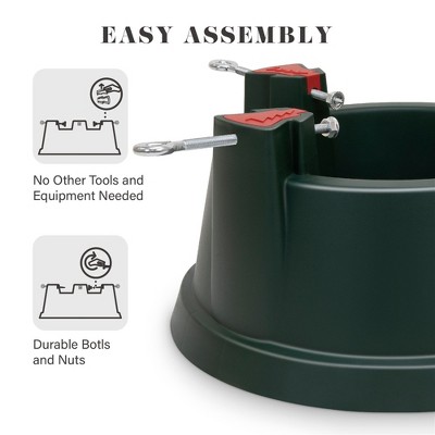 Large Green Plastic Christmas Tree Stand with Ergonomic Bolts