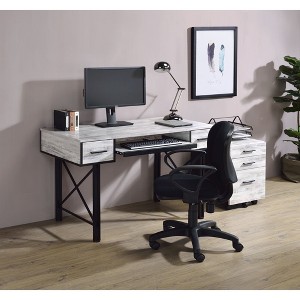 Computer Desk with Keyboard Tray, 2 Storage Drawers, and Metal Frame - 1 of 4