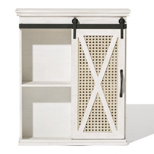 LuxenHome Sliding Door White MDF Wood Wall Cabinet - 1 of 4