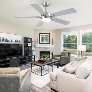 52 Inch Downrod Ceiling Fan with Light and Remote and APP Control Suitable for Sloped Ceiling - 1 of 4