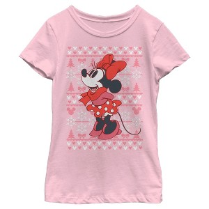 Girl's Mickey & Friends Minnie Winter Sweater T-Shirt - 1 of 4