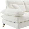 Okak 106" L-Shaped Convertible Sectional Sofa 4 Seat with Movable Ottoman&2-tone Adjust Legs,Cloud Chenille Couch for Living Room,Apartment, White - 4 of 4