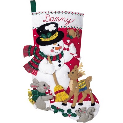 Bucilla Felt Stocking Applique Kit 18" Long-Snowman & Friends