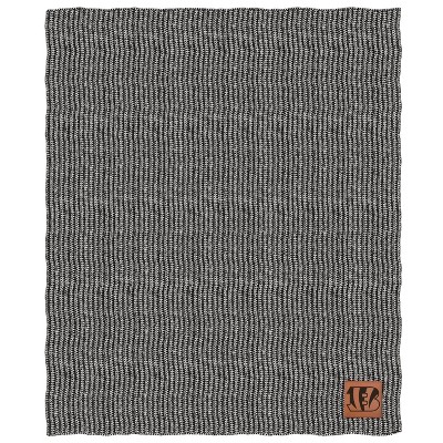 NFL Cincinnati Bengals Two- Tone Sweater Knit Blanket with Faux Leather Logo Patch