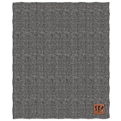 NFL Cincinnati Bengals Two- Tone Sweater Knit Blanket with Faux Leather Logo Patch