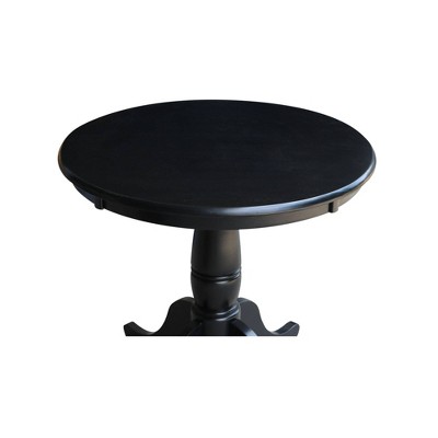 30" Black Round Wood Pedestal Dining Table