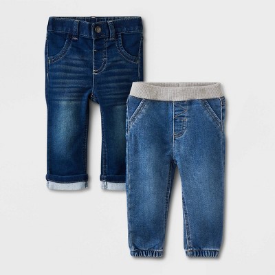 Image of Baby Boys' 2pk Denim Pants - Cat & Jack™ Dark Wash 0-3M