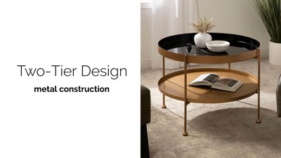 Nira Modern White and Gold Round Metal Coffee Table